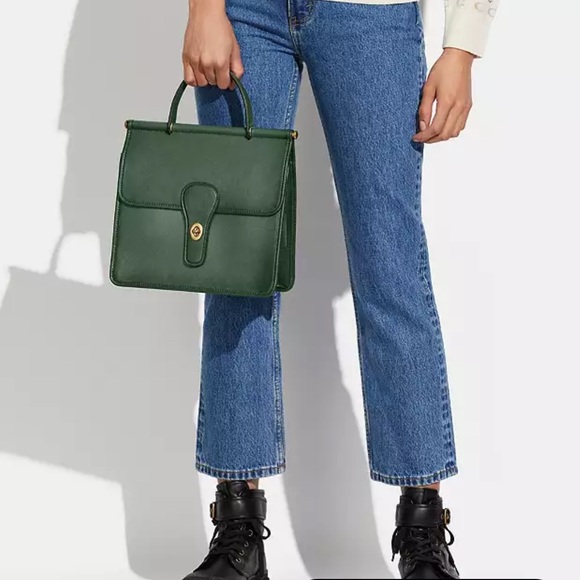 Coach Willis top handle in hunter green 5785 - Picture 3 of 15